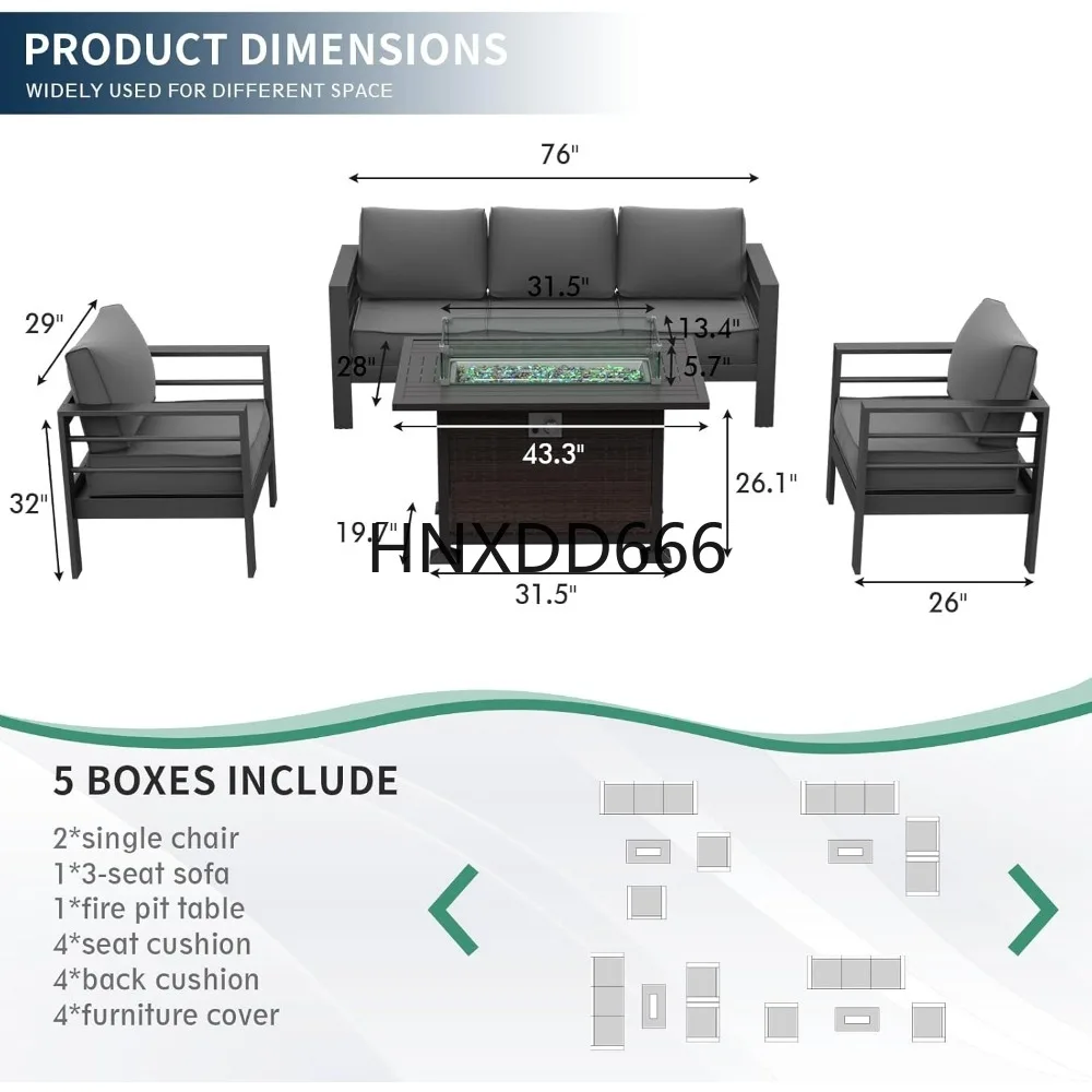Set di Mobili da Patio con Tav - Outdoor Furniture With Fire Pit recensione e prezzo