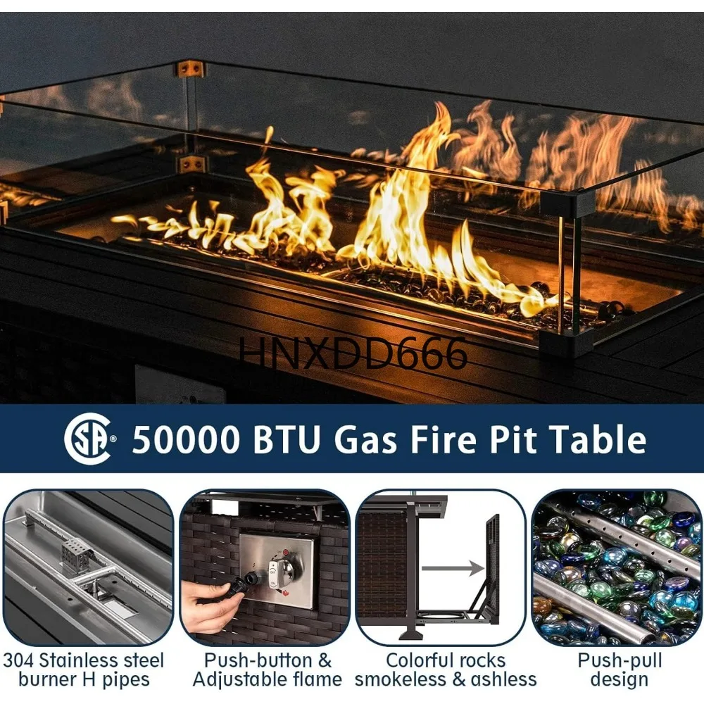 Set di Mobili da Patio con Tav - Outdoor Furniture With Fire Pit recensione e prezzo