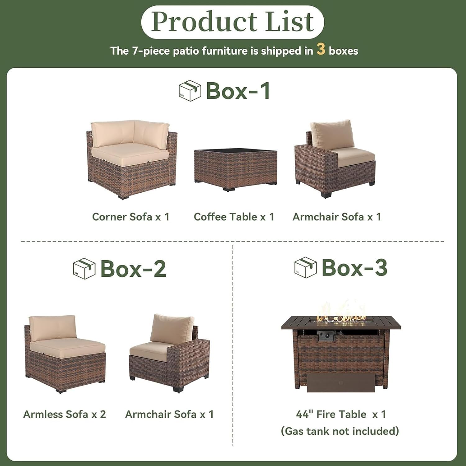 Set di Mobili da Patio a 7 Pez - Outdoor Furniture With Fire Pit recensione e prezzo
