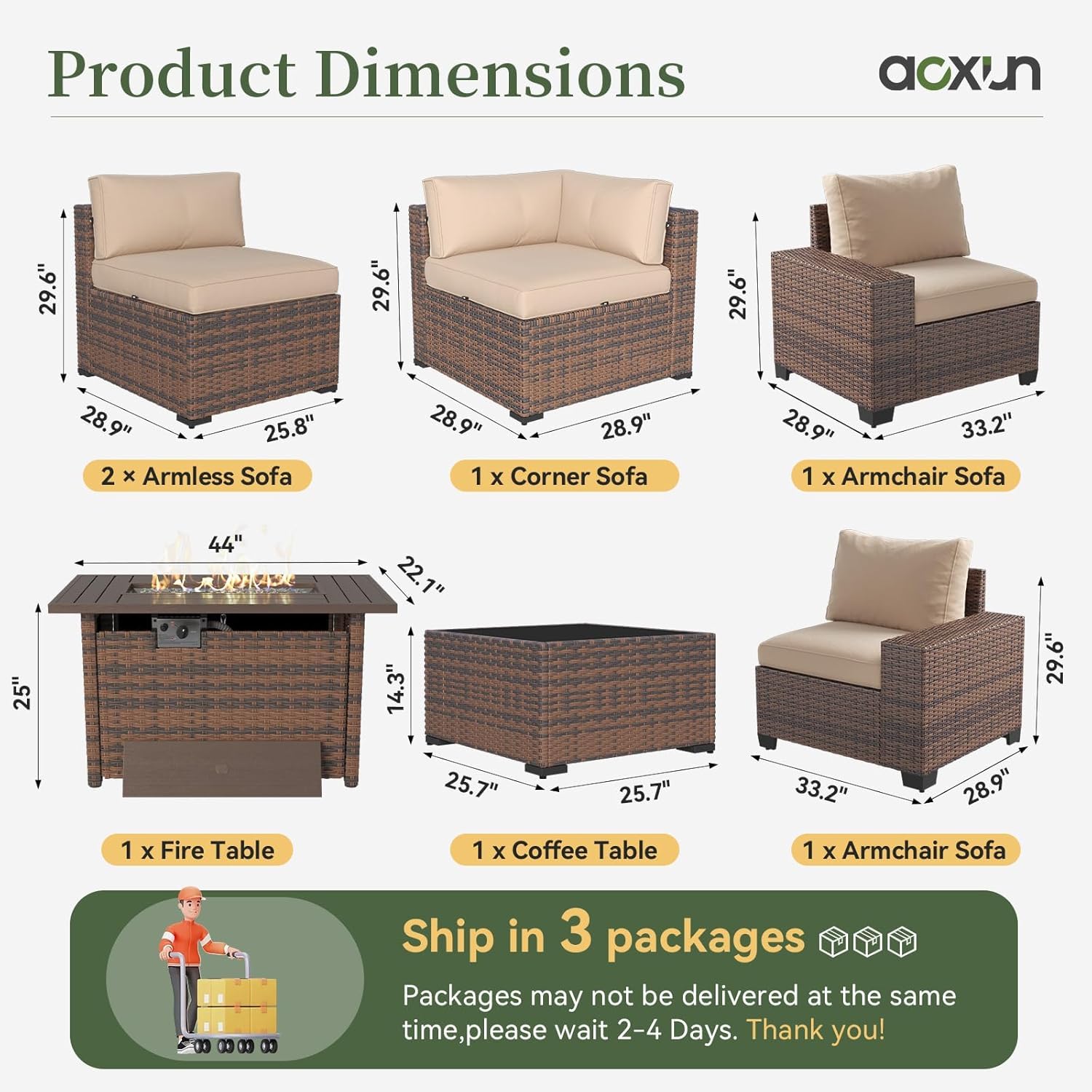 Set di Mobili da Patio a 7 Pez - Outdoor Furniture With Fire Pit recensione e prezzo