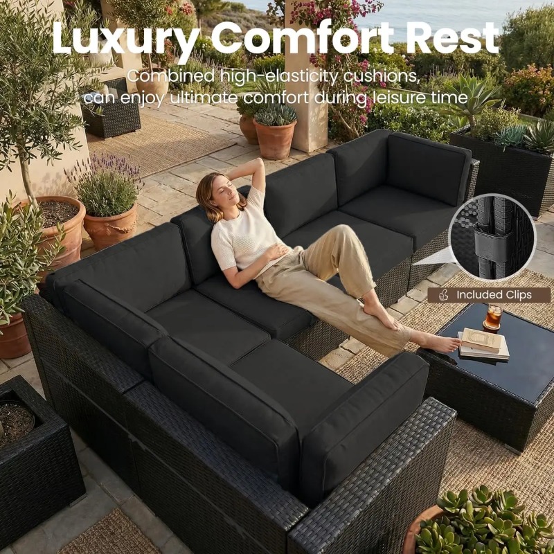 Set Divano Sezionale in Vimini - Outdoor Furniture With Fire Pit recensione e prezzo
