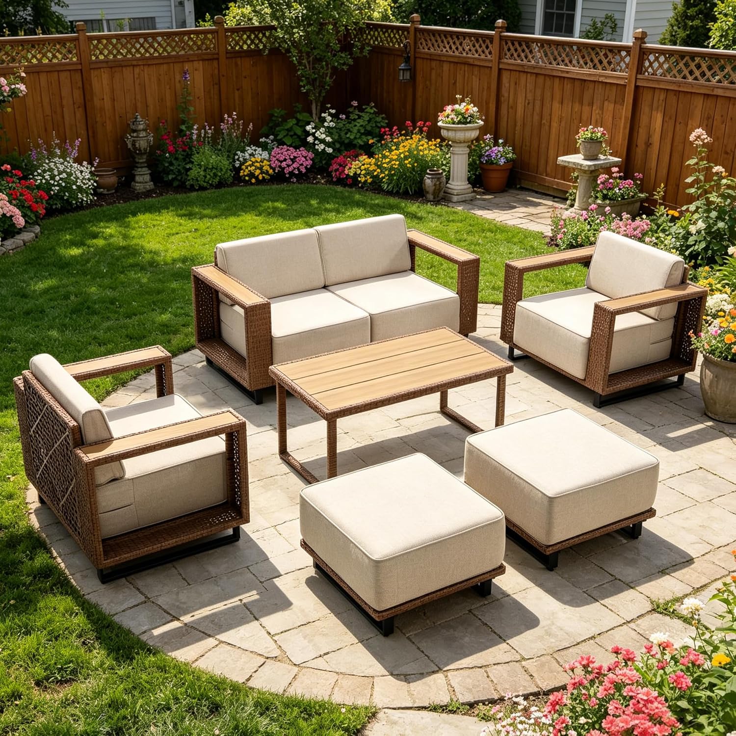 Set di 7 Pezzi di Mobili da Es - Outdoor Furniture Lounge Set recensione e prezzo