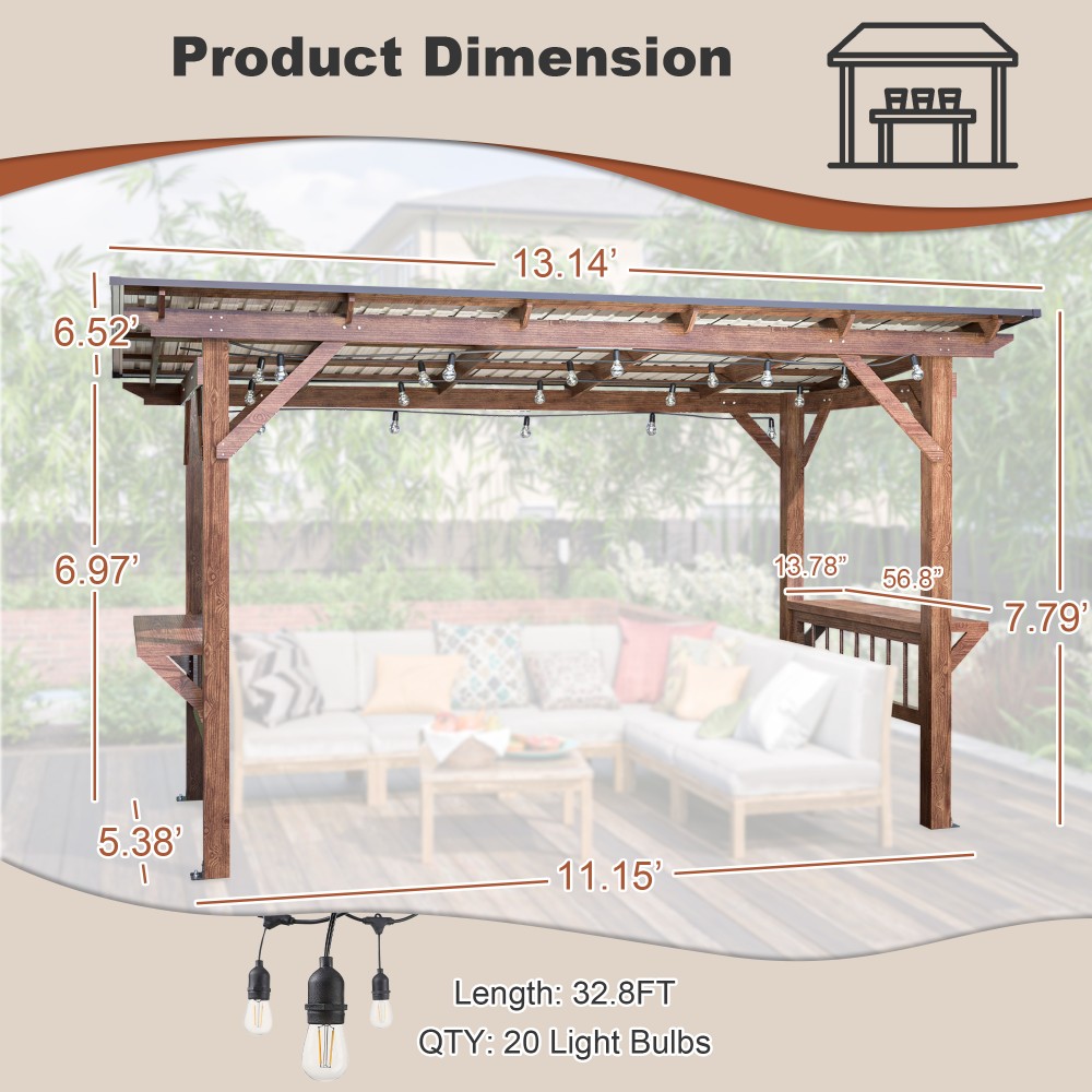 Pergola Moderna in Legno 13' x - Outdoor Furniture Gazebo recensione e prezzo