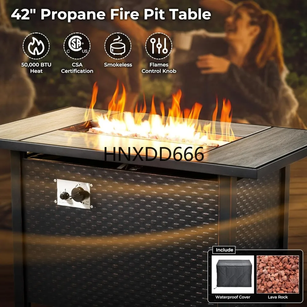 Set di Mobili da Esterno a 8 P - Outdoor Furniture With Fire Pit recensione e prezzo